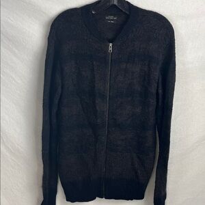 All Saints Men's Dark Knit Zip-Up Sweater camo